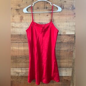 Cabernet red satin nightie slip dress